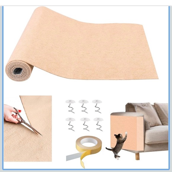 New Cat Scratch Deterrent Pad Sofa Furniture Protector Khaki 78"x15" - Picture 1 of 7
